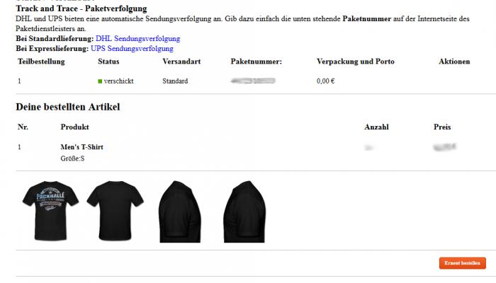 Gestern haben wir online eine Vielzahl an TShirts für unser POA 2018 bestellt und heute bereits die Versandbestätigung erhalten ... Das ging aber mehr als fix!